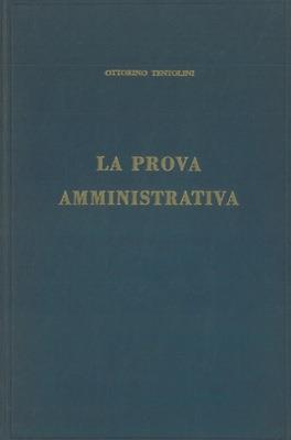 La prova amministrativa (parte speciale) - Ottorino Tentolini - copertina