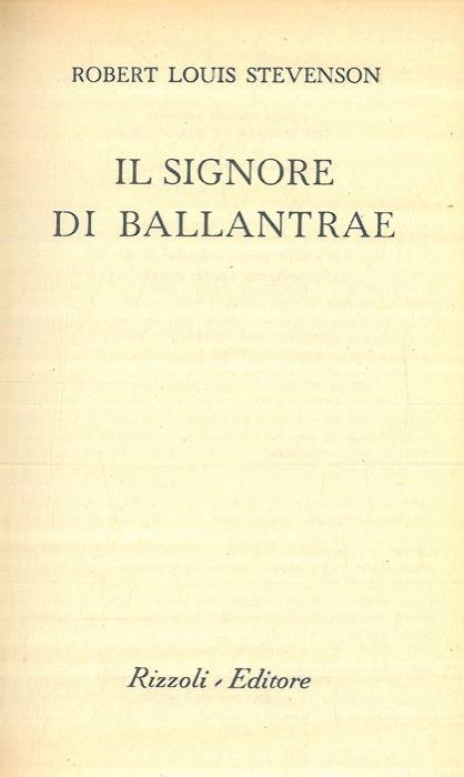 Il signore di Ballantrae - Robert Louis Stevenson - copertina