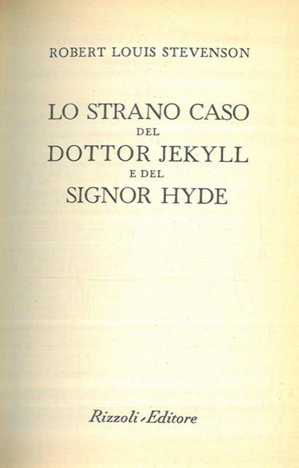 Lo strano caso del dottor Jekyll e del signor Hyde - Robert Louis Stevenson - copertina