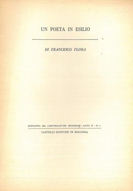 Un poeta in esilio - Francesco Flora - copertina