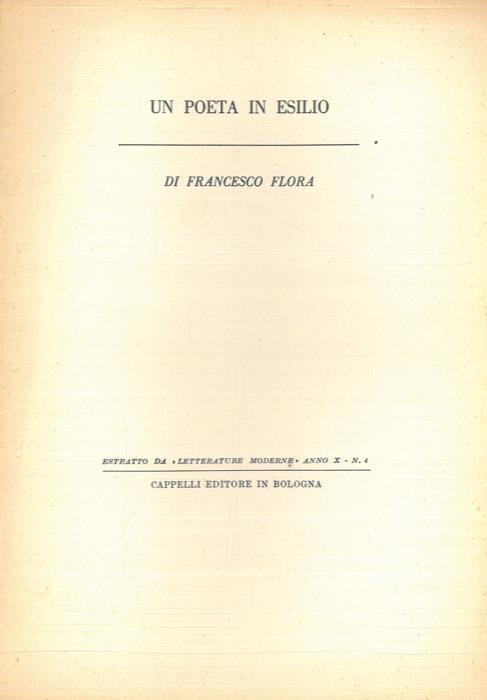 Un poeta in esilio - Francesco Flora - copertina