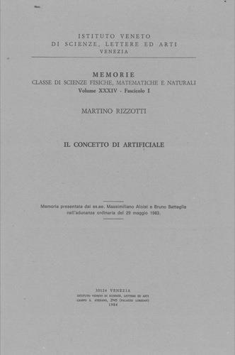 Il concetto di artificiale - Martino Rizzotti - copertina