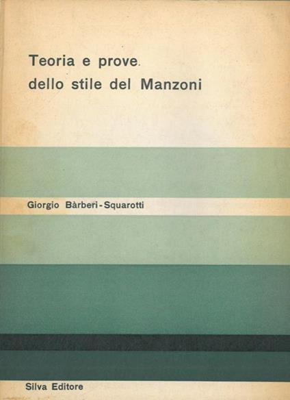 Teoria e prove dello stile del Manzoni - copertina