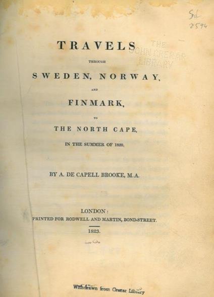 Travels through Sweden, Norway, and Finmark to the North Cape, in the summer of 1820 - copertina