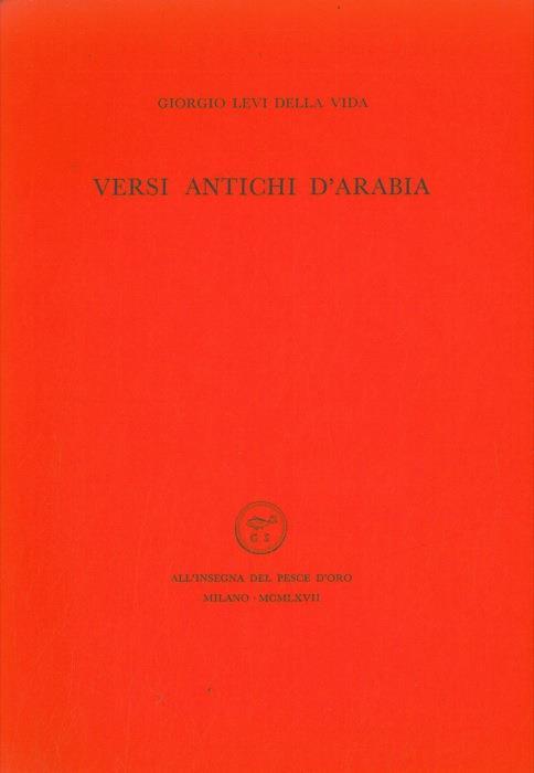 Versi antichi d'Arabia - Giorgio Levi Della Vida - copertina