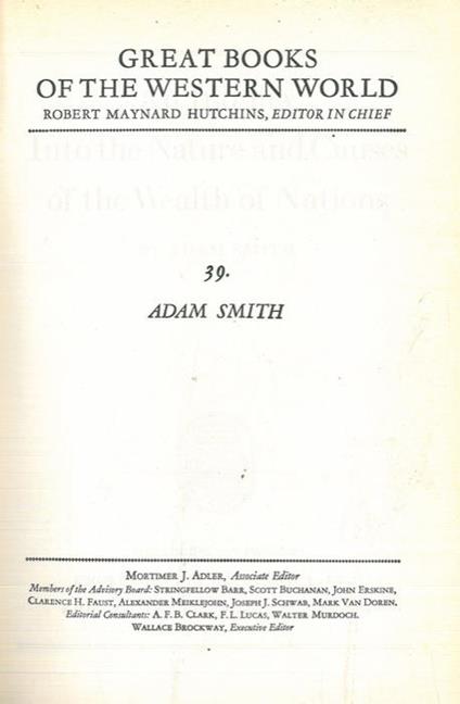 An inquiry into the nature and causes of the wealth of nations - Adam Smith - copertina