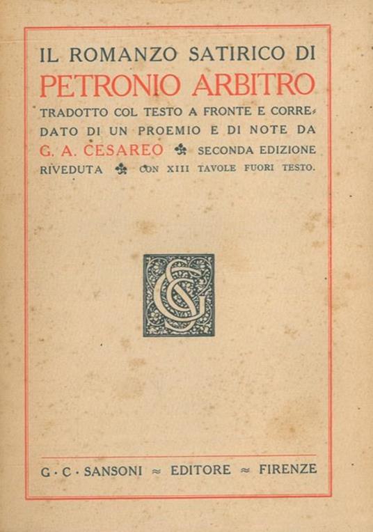 Il romanzo satirico di Petronio Arbitro - Arbitro Petronio - copertina