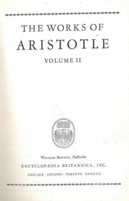 The works of Aristotle. Volume II - Aristotele - copertina