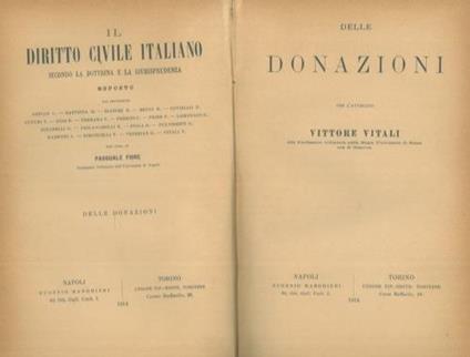 Delle donazioni - Vittore Vitali - copertina