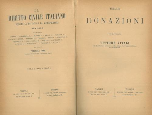 Delle donazioni - Vittore Vitali - copertina