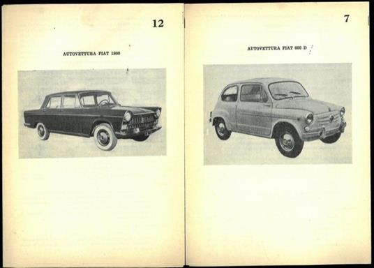 21 autocarri italiani (Fiat, Bianchi, O.M. Lancia, Alfa Romeo, e 19 auto (Fiat 1800, 1300, 110OE, 850, 124, 125, 1100/103, 600 55 e D, 1100/103E, 127, 1400 A, 1100/103 G, D e E. 600 Mod. 59) - copertina