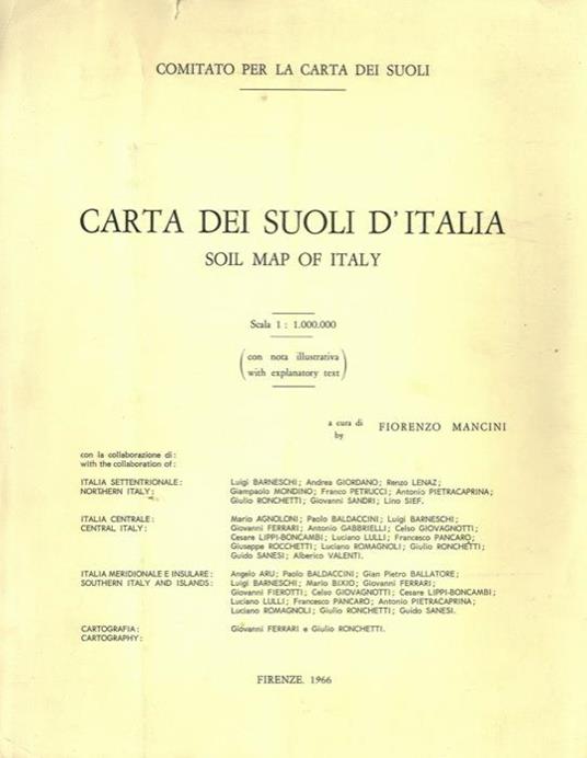Carta dei suoli d'Italia. Soil map of Italy. UNITO A: Breve commento alla  carta dei