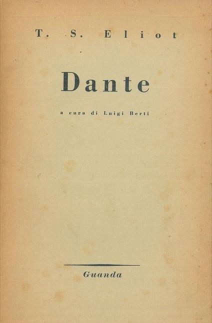 Dante - T. S. Eliot - copertina