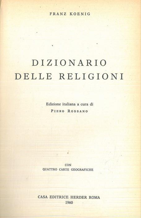 Dizionario delle religioni - Franz König - copertina