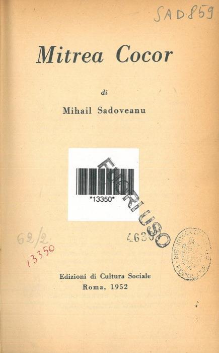 Mitrea Cocor - Mihail Sadoveanu - copertina