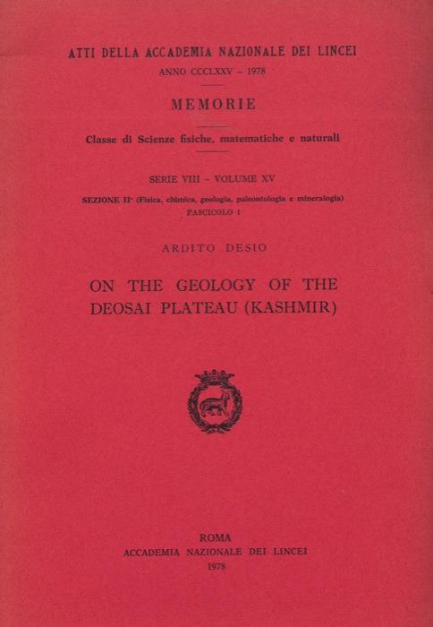 On the geology of the Deosai Plateau (Kashmir - Ardito Desio - copertina