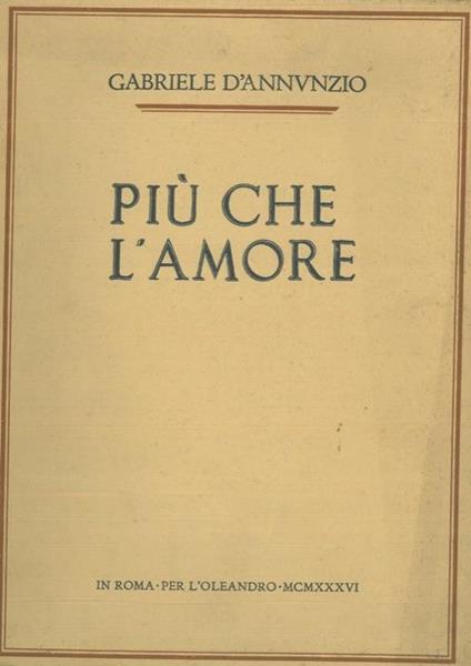 Più che amore - Gabriele D'Annunzio - copertina