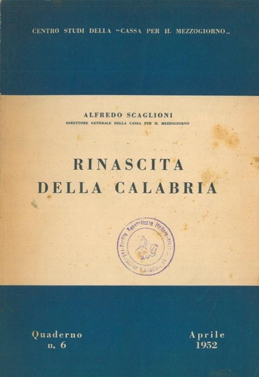Rinascita della Calabria - Alfredo Scaglioni - copertina