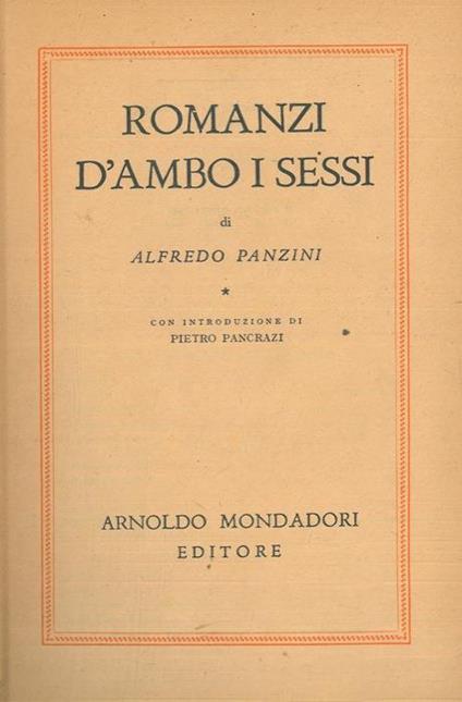 Romanzi d'ambo i sessi - Alfredo Panzini - copertina