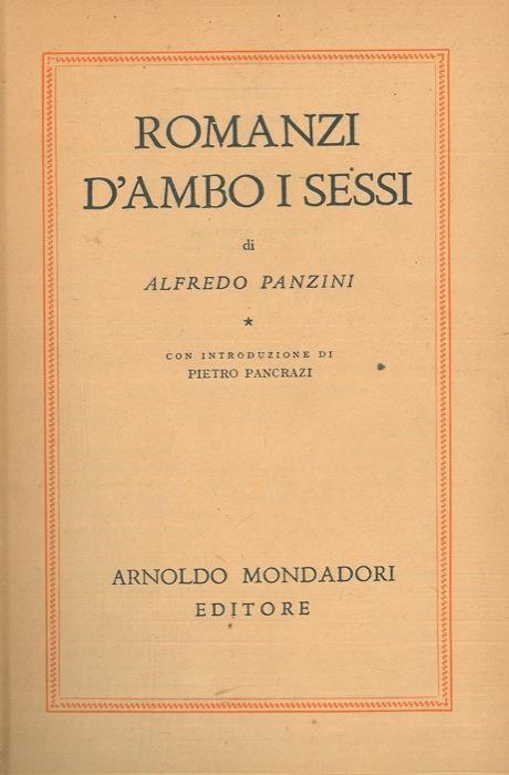 Romanzi d'ambo i sessi - Alfredo Panzini - copertina