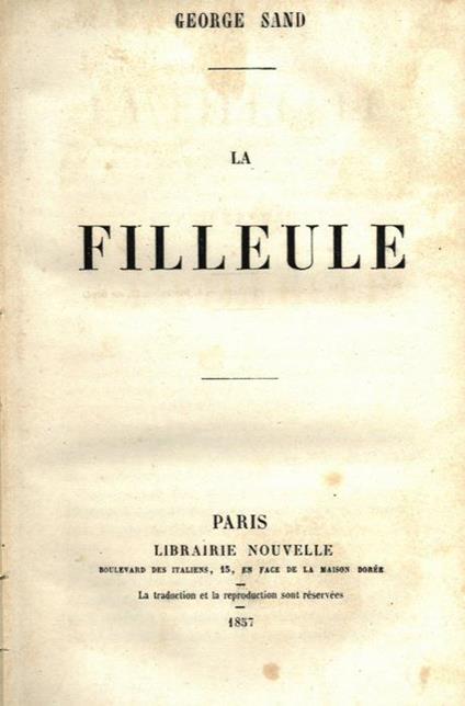 La filleule - George Sand - copertina