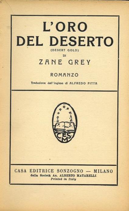 L' oro del deserto - Zane Grey - copertina