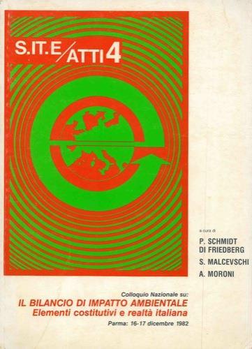 Il bilancio di impatto ambientale. Elementi costitutivi e realtà italiana. Colloquio nazionale SITE a Parma - Edmondo Schmidt di Friedberg - copertina