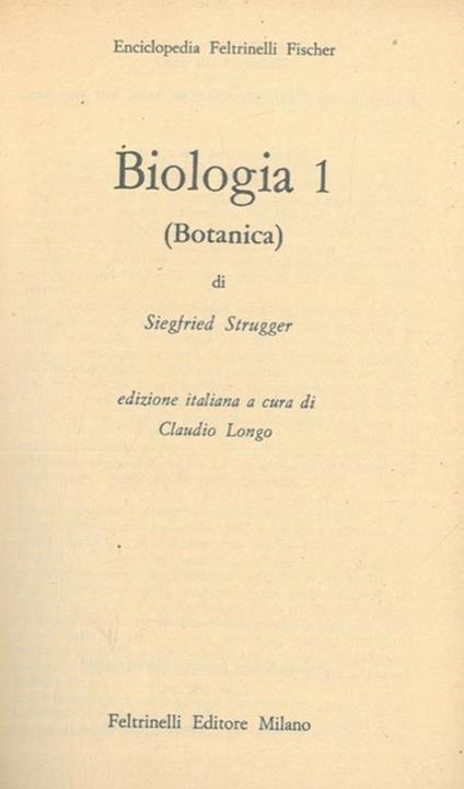 Biologia 1 (Botanica) - Sifried Strugger - copertina