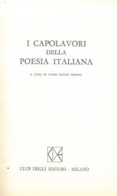 I capolavori della poesia italiana - Guido Davico Bonino - copertina