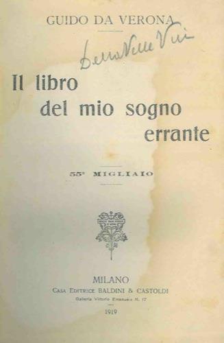 Il libro del mio sogno errante - Guido Da Verona - copertina