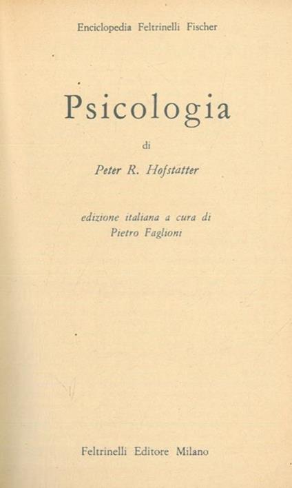 Psicologia - Peter R. Hofstatter - copertina