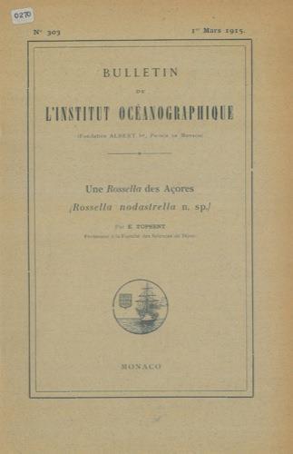 Une Rossella des Aores ( Rossella nodastrella n. sp. ) - Émile Topsent - copertina