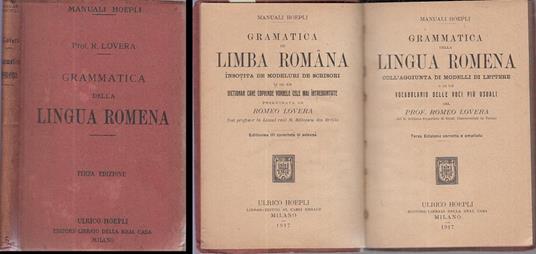 Grammatica della Lingua Romena - R. Lovera - copertina