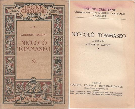 Niccolò Tommaseo - Augusto Baroni - copertina