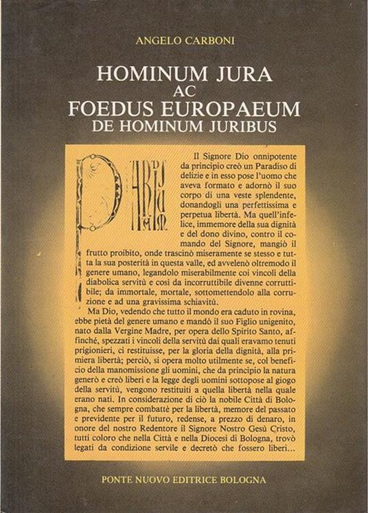 Hominum Jura Ac Foedus Europaeum De Hominum Juribus - Angelo Carboni - 2