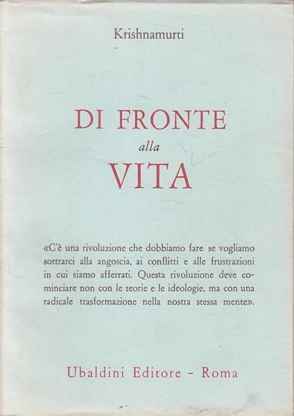 Di fronte alla vita - Jiddu Krishnamurti - copertina