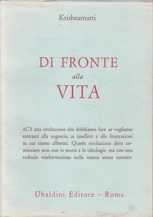 Di fronte alla vita - Jiddu Krishnamurti - copertina