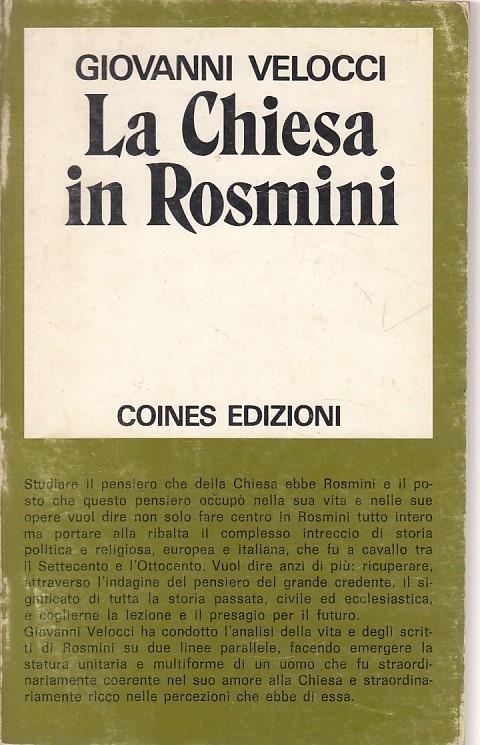 La Chiesa In Rosmini - Giovanni Velocci - copertina