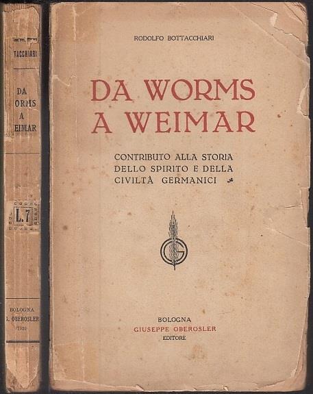 Da Worms A Weimar - Rodolfo Bottacchiari - copertina