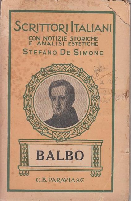 Cesare Balbo 1789/1835 - Stefano De Simone - copertina