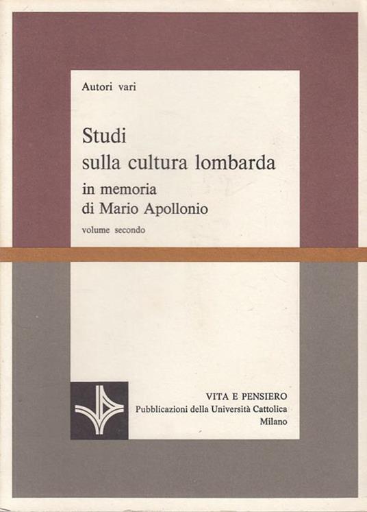 Studi Sulla Cultura Lombarda Vol.2 - copertina