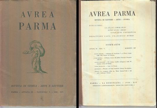 Rivista Aurea Parma Anno Xx Fascicolo 5 - copertina