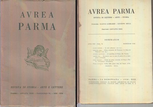 Rivista Aurea Parma Anno Xxii Fascicolo 2 - copertina