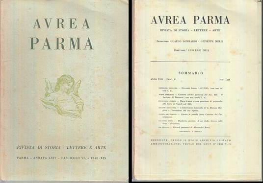 Rivista Aurea Parma Anno Xxiv Fasc. 6 - copertina