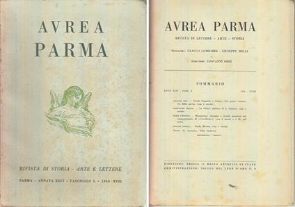 Rivista Aurea Parma Anno Xxiv Fasc. 1 - copertina