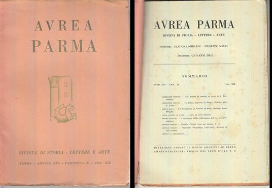 Rivista Aurea Parma Anno Xxv Fasc. 4 - copertina