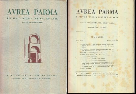 Rivista Aurea Parma Anno Xxxii Fasc. 1 - copertina