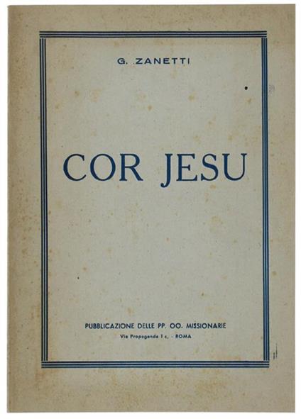 Cor Jesu - Giuseppe Zanetti - copertina