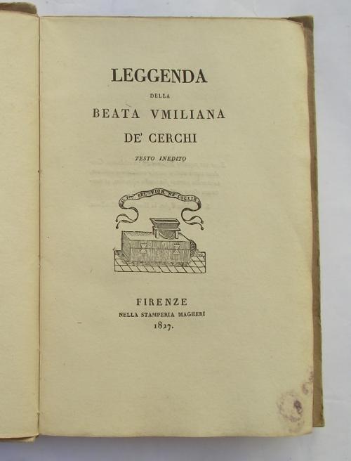 Leggenda della Beata Umiliana de' Cerchi. Testo inedito - copertina