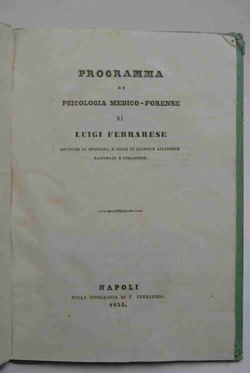 Programma di psicologia medico-forense - Luigi Ferrarese - copertina